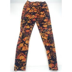 Lularoe Leggings Women One Size OS 2-10 Large Navy Blue Orange Floral Stretchy